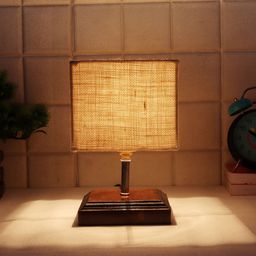 Devansh White & Brown Wooden Table Lamp with Jute Shade-22