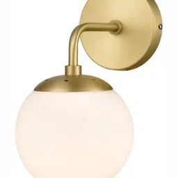 Whiteray Gold-Toned & White Metal Traditional Spherical Shaped Wall Lamp-image-30