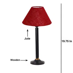 Aura Maroon Wood Traditional Cylindrical Shaped Table Lamp-21