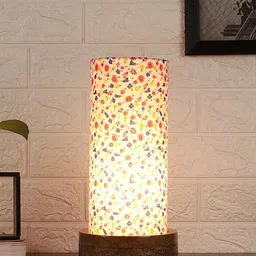 Devansh Multi Cotton Table Lamp with Wooden Base-23