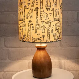 Homesake Beige Printed Modern Fabric Table Lamp-14