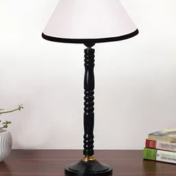 Aura White Wood Traditional Abstract Shaped Table Lamp-image-13
