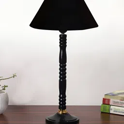 Aura Black Wood Traditional Abstract Shaped Table Lamp-image-83
