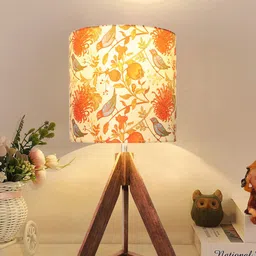 Homesake Red & Brown Printed Triangle Wooden Table Lamps-20