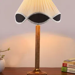 Aura Off White Wood Traditional Abstract Shaped Table Lamp-picture-55