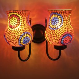 Devansh Multicoloured Mosaic Glass Wall Lamp-91