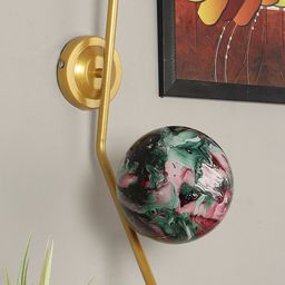 decorativeray Gold-Toned & Green Abstract Shaped Metal Wall Lamp-picture-2