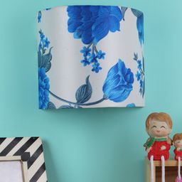 Foziq Blue & White Printed Metal Cylinder Wall Lamp-image-16