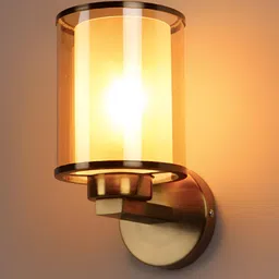 CORAL TREE Gold-Toned Metal Cylinder Shaped Wall Lamp-image-2