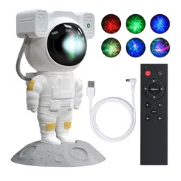 SKYLOFTS White Textured Astronaut Nebula Galaxy Projector Night Light With Remote Control-68