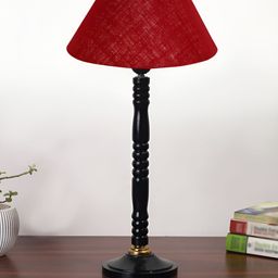 Aura Maroon Wood Frusturical Shaped Table Lamp-20