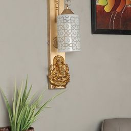decorativeray Gold-Toned & White Printed Abstract Shaped Metal Wall Lamp-16