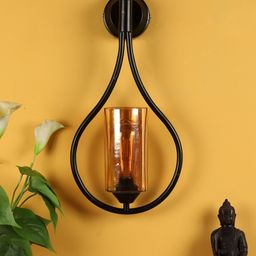 decorativeray Gold-Toned & Black Abstract Shaped Iron Wall Lamp-10