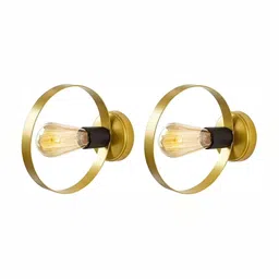 Whiteray Gold-Toned Metal Traditional Abstract Shaped Shaped Wall Lamp-image-14