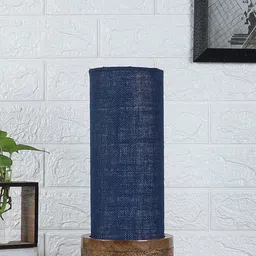 Devansh Blue Wood Table Lamp With Cylindrical Jute Shade-16