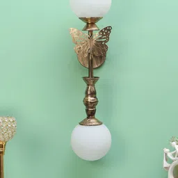 decorativeray Gold-Toned & White Abstract Shaped Metal Wall Lamp-image-66