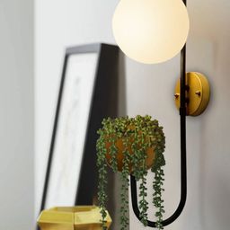 Homesake Brown & White Spherical Wall Lamp With Storage Planter-12