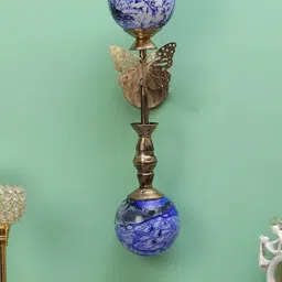 decorativeray Gold-Toned & Blue Printed Abstract Shaped Metal Wall Lamp-image-75