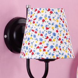 Devansh Multicoloured Conical Cotton Wall Mounted Lamp with Iron Base-0