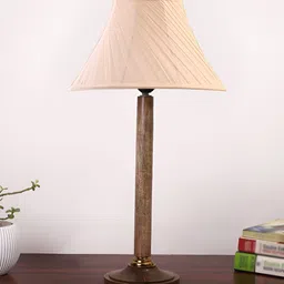 Aura Off White Wood Traditional Abstract Shaped Table Lamp-12