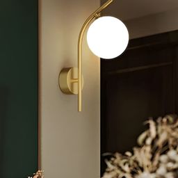 Whiteray Gold-Toned & Yellow Metal Contemporary Spherical Shaped Wall Lamp-53