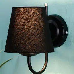 Devansh Black Cotton Wall Lamp with Black Base-image-22