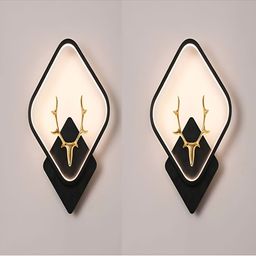 SPARK WORLD Black & Gold Toned 2 Pieces Aluminium Contemporary Abstract Shaped Wall Lamps-22