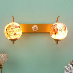 decorativeray Gold-Toned & White Printed Abstract Shaped Metal Wall Lamp-18