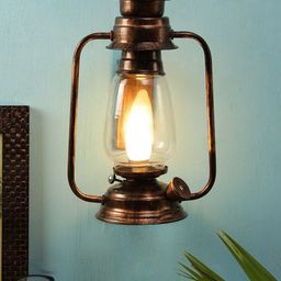 Devansh Copper Transparent Glass Wall Mounted Lantern-22