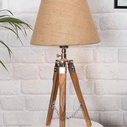 Homesake Beige Solid Contemporary Standard Table Lamp with Shade-18