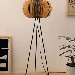 FIG Origami Black Cotton Textured Spherical Shaped Floor Lamp-image-10