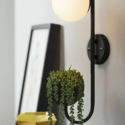 Homesake Black Spherical Wall Lamp With Storage Planter-18