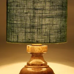 Devansh Green Jute Table Lamp with Wood Natural Base-3