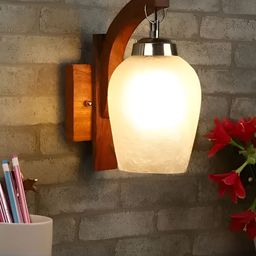 Whiteray Brown & White Wooden Quirky Wall Lamp-image-55