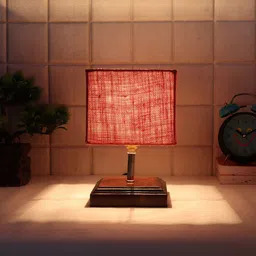 Devansh Pink Contemporary Table Lamp With Jute Shade-8