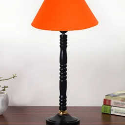 Aura Orange Wood Traditional Cylindrical Shaped Table Lamp-picture-5