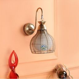 MFD HOME FURNISHING Gold Toned Cutdoom Glass Side Wall Lamp-image-33