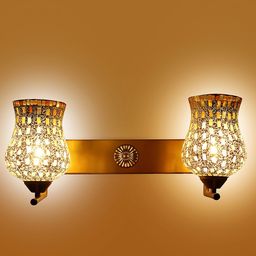 decorativeray Gold-Toned & White Textured Abstract Shaped Metal Wall Lamp-5