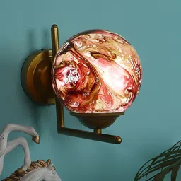 decorativeray Gold Toned & Red Spherical Metal Wall Lamp-image-24