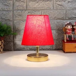 Devansh Red Textured Frustum Metal Table Lamp-21