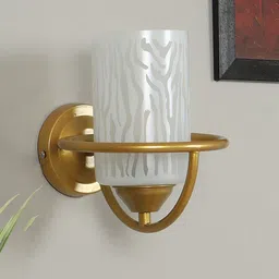 MFD HOME FURNISHING Gold-Toned & White Printed Wall Lamps-image-64
