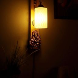 MFD HOME FURNISHING Gold-Toned & White Printed Wall Lamps-image-97