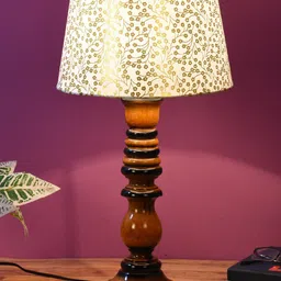 foziq Brown & White Floral Printed Table Lamps-45