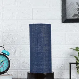Devansh Blue & Black Solid Wooden Table Lamp with Jute Shade image 3