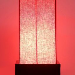 Devansh Red Cotton Table Lamp with Wood Base image 4