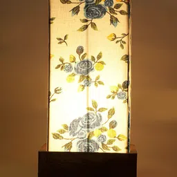 Devansh Multicolor Wood Table Lamp With Square Cotton Shade image 2