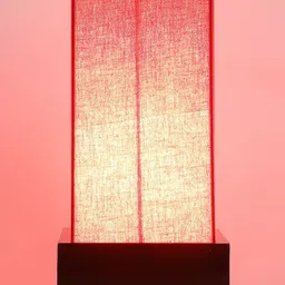 Devansh Red Cotton Table Lamp with Wood Base image 2