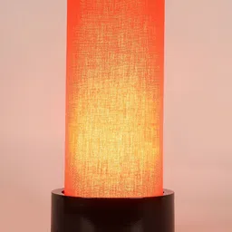 Devansh Orange Solid Cylindrical Traditional Table Lamp with Shade image 5