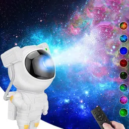 SKYLOFTS White Textured Astronaut Nebula Galaxy Projector Night Light With Remote Control image 5