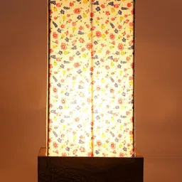 Devansh Multi-Coloured Cotton Table Lamp with Wood Base image 3